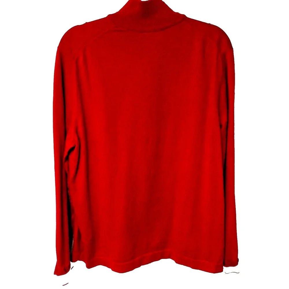 Banana Republic Mens Red Cotton Cashmere Pullover Polo Sweater Contrast‎ Cuff XL